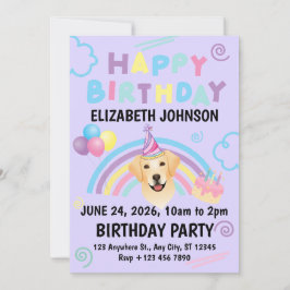Labrador Retriever Birthday Party Invitation Purpl Einladung