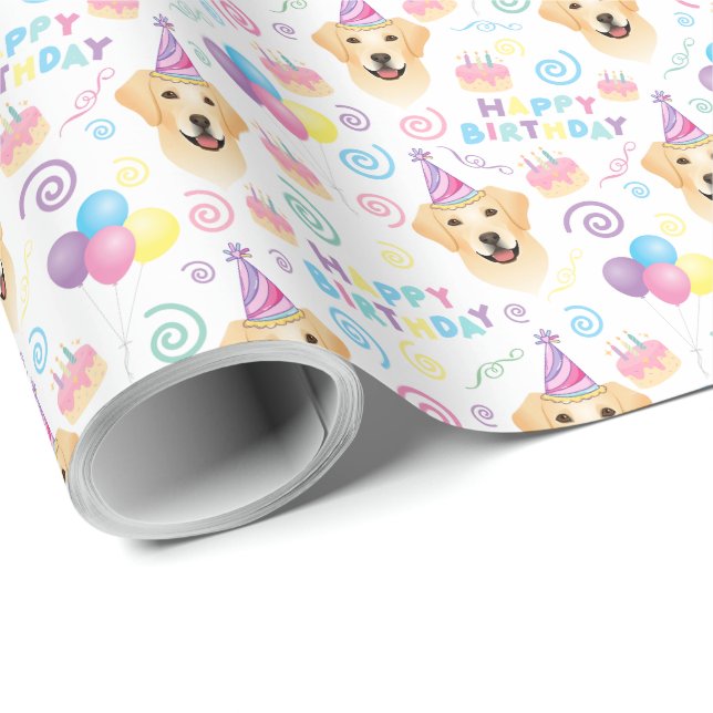 Labrador Retriever Birthday Wrapping Paper Geschenkpapier (Rolleneckpunkt)
