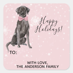 Labrador Retriever Black Lab Holiday Gift Label Quadratischer Aufkleber