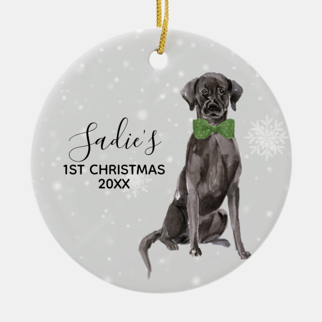 Labrador Retriever Black Lab Weihnachten Keramik Ornament (Vorne)