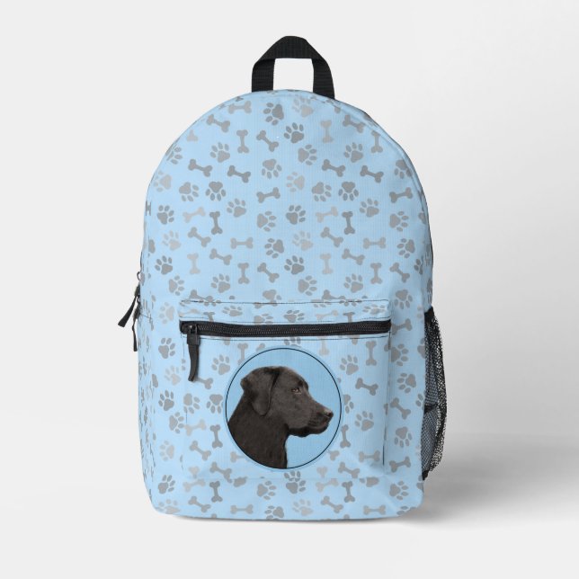 Labrador Retriever Black Painting Original Dog Art Bedruckter Rucksack (Vorderseite)