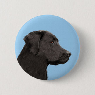 Labrador Retriever Black Painting Original Dog Art Button