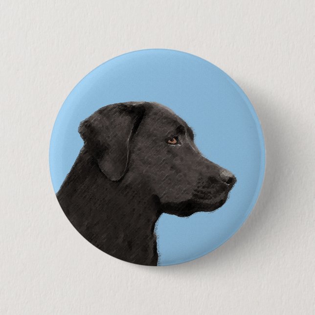 Labrador Retriever Black Painting Original Dog Art Button (Vorderseite)