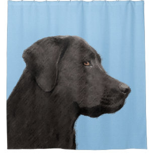 Labrador Retriever Black Painting Original Dog Art Duschvorhang