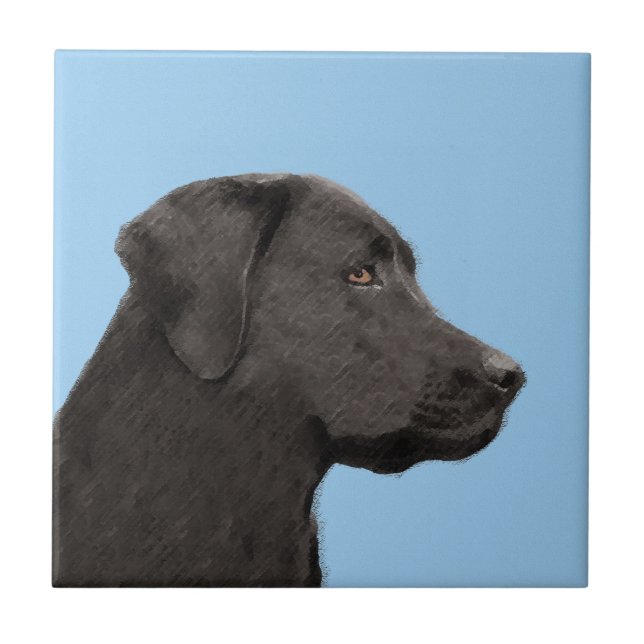Labrador Retriever Black Painting Original Dog Art Fliese (Vorderseite)