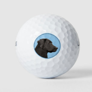 Labrador Retriever Black Painting Original Dog Art Golfball