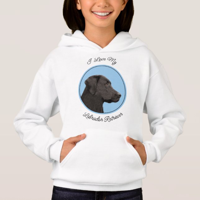Labrador Retriever Black Painting Original Dog Art Hoodie (Vorderseite)