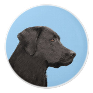 Labrador Retriever Black Painting Original Dog Art Keramikknauf