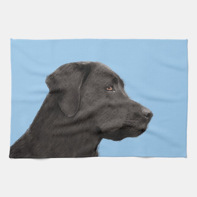 Labrador Retriever Black Painting Original Dog Art Küchentuch (Horizontal)