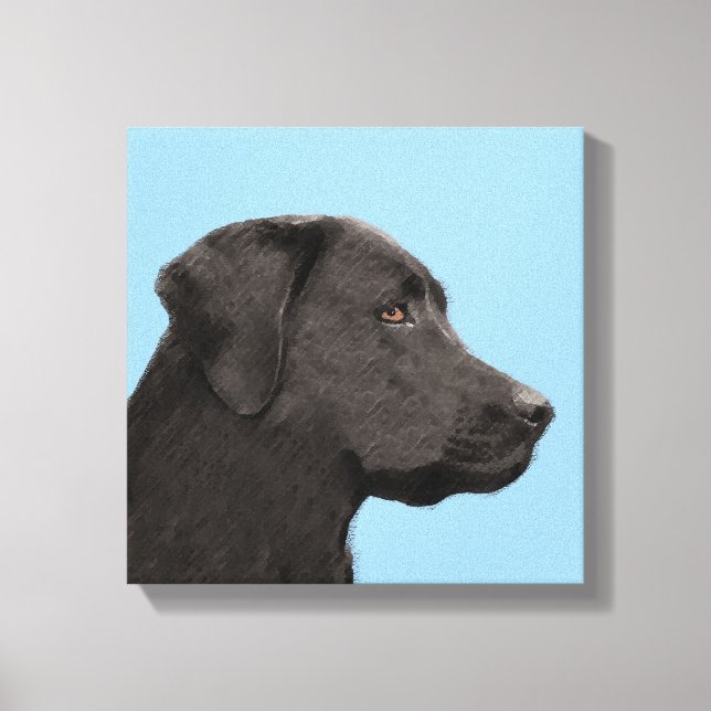 Labrador Retriever Black Painting Original Dog Art Leinwanddruck (Vorderseite)