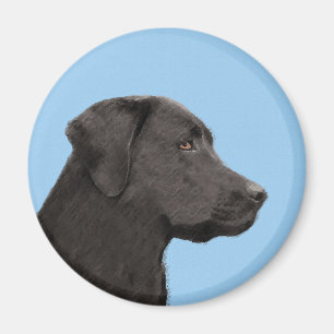 Labrador Retriever Black Painting Original Dog Art Magnet