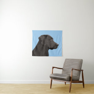 Labrador Retriever Black Painting Original Dog Art Wandteppich