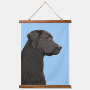 Labrador Retriever Black Painting Original Dog Art Wandteppich Mit Holzrahmen