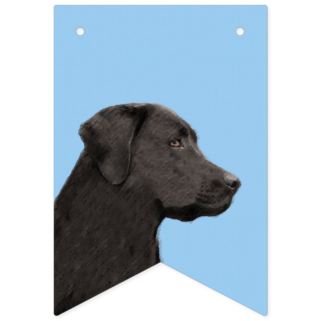 Labrador Retriever Black Painting Original Dog Art Wimpelkette (Erste Fahne)