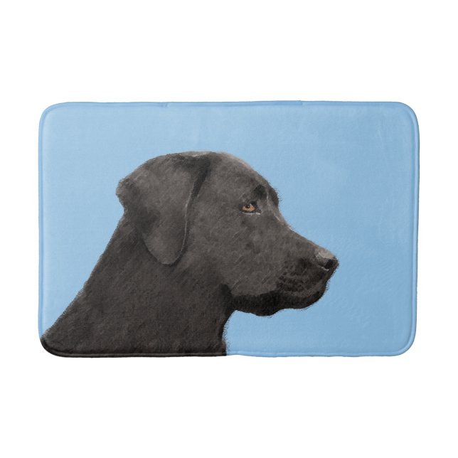 Labrador Retriever Black Painting Original Hund Ar Badematte (Vorderseite)