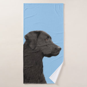 Labrador Retriever Black Painting Original Hund Ar Badhandtuch Set