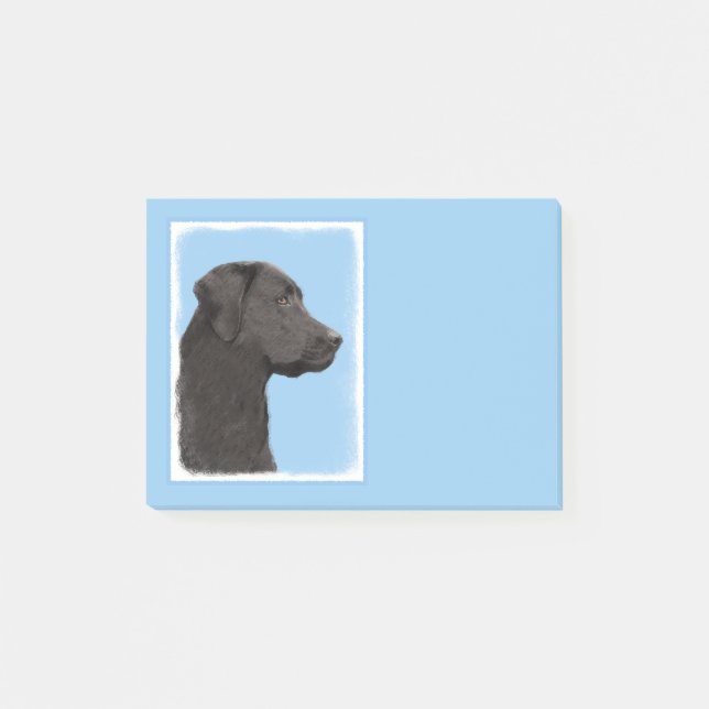 Labrador Retriever Black Painting Original Hund Ar Post-it Klebezettel (Vorderseite)