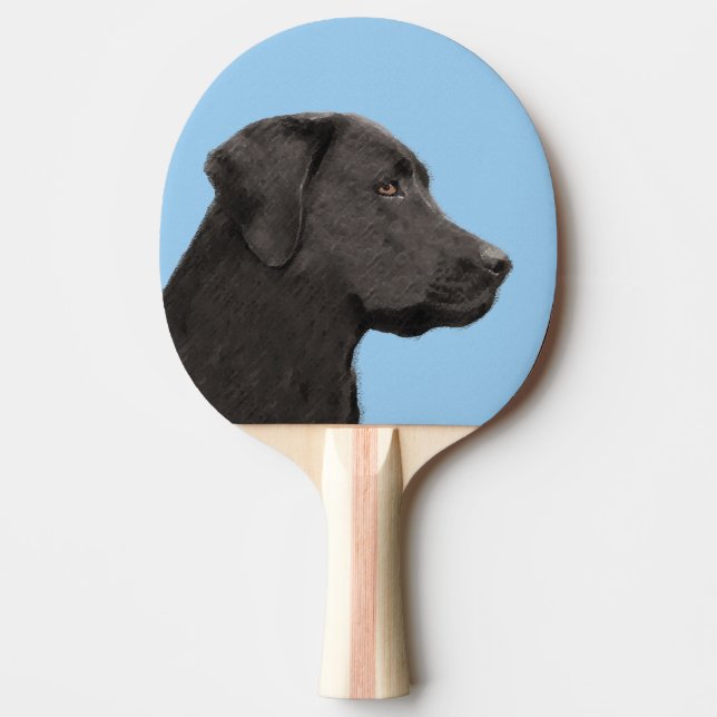Labrador Retriever Black Painting Original Hund Ar Tischtennis Schläger (Vorderseite)