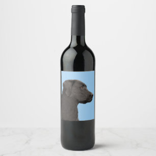 Labrador Retriever Black Painting Original Hund Ar Weinetikett