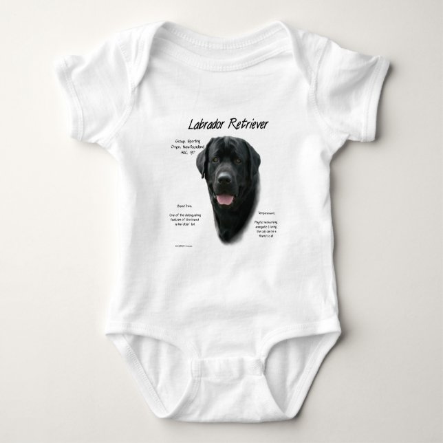 Labrador Retriever (blk) History Design Baby Strampler (Vorderseite)