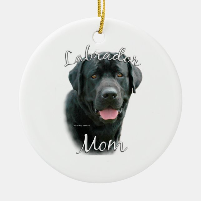 Labrador Retriever (blk) Mama 2 Keramik Ornament (Vorne)