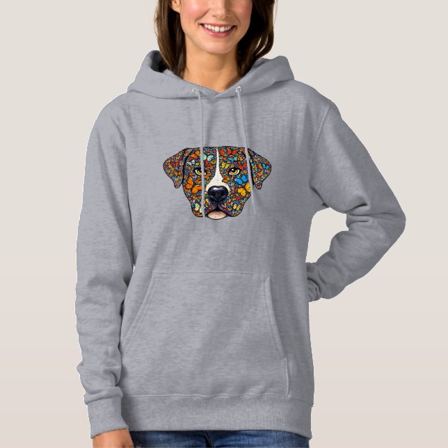 Labrador Retriever Butterfly Kaleidoscope Portrait Hoodie (Vorderseite)