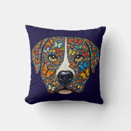 Labrador Retriever Butterfly Kaleidoscope Portrait Kissen