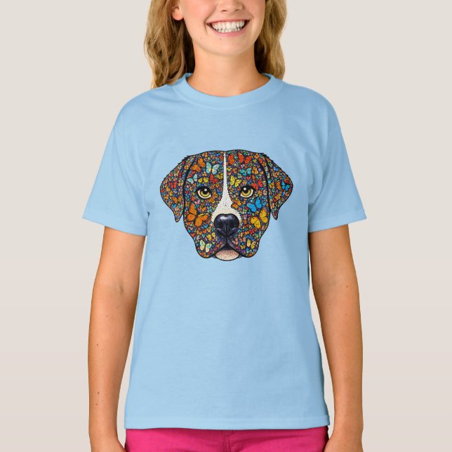 Labrador Retriever Butterfly Kaleidoscope Portrait T-Shirt (Vorderseite)