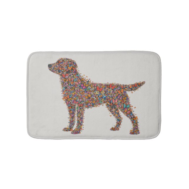 Labrador Retriever Butterfly Silhouette Dog Lover Badematte (Vorderseite)