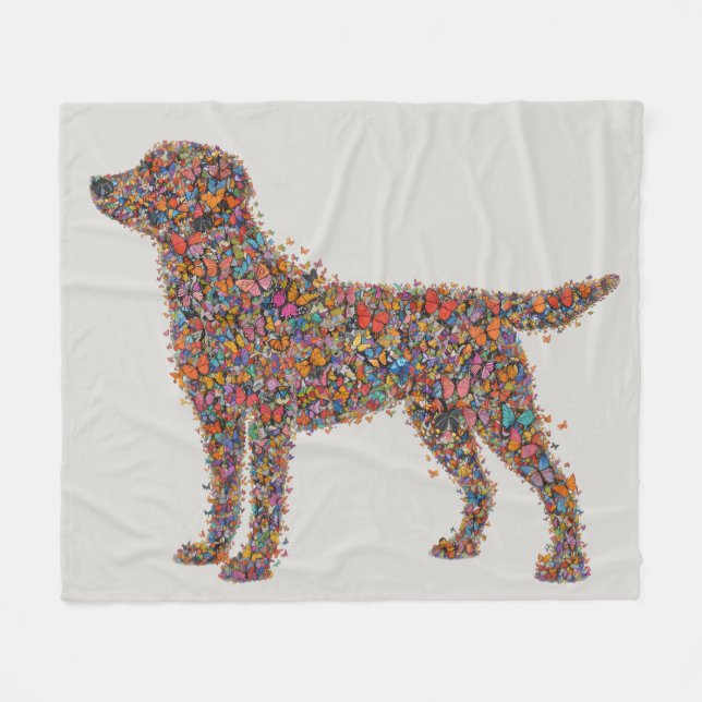 Labrador Retriever Butterfly Silhouette Dog Lover Fleecedecke (Vorderseite (Horizontal))