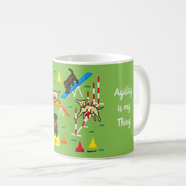 Labrador Retriever Cartoon Hund Agility Kaffeetasse (VorderseiteRechts)