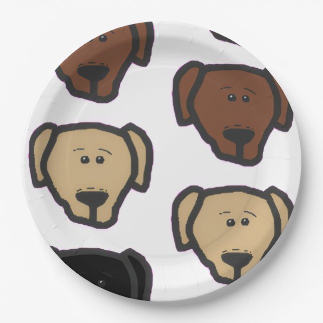 Labrador Retriever Cartoon-Köpfe Pappteller (Vorderseite)