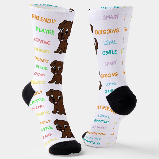 Labrador Retriever Chocoate Cartoon Traits Socken (Gewinkelt)