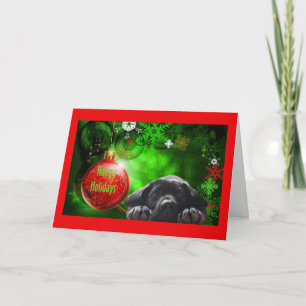 Labrador Retriever Christmas Card Red Ball12 Feiertagskarte