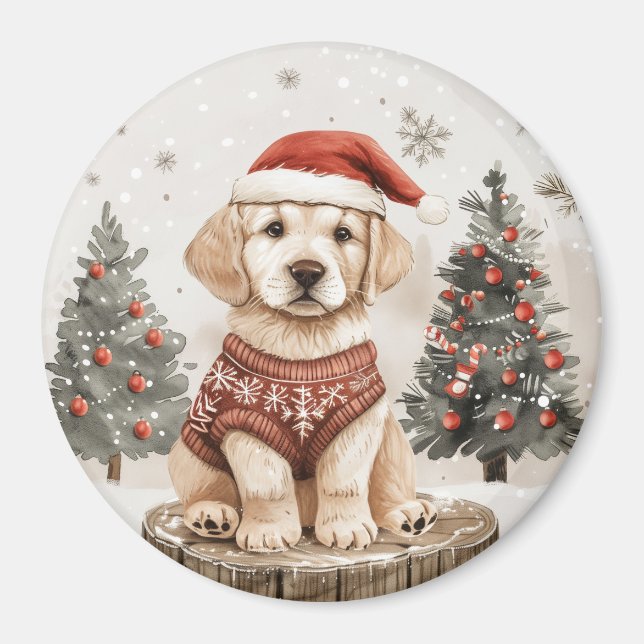 Labrador Retriever Christmas Dog Magnet (Vorne)