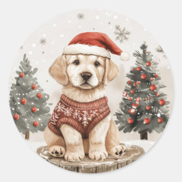 Labrador Retriever Christmas Dog Runder Aufkleber