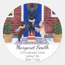 Labrador Retriever Christmas Fun Rücksendeadresse Runder Aufkleber