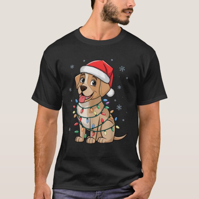 Labrador Retriever Christmas Lights Xmas Dogs Gift T-Shirt (Vorderseite)