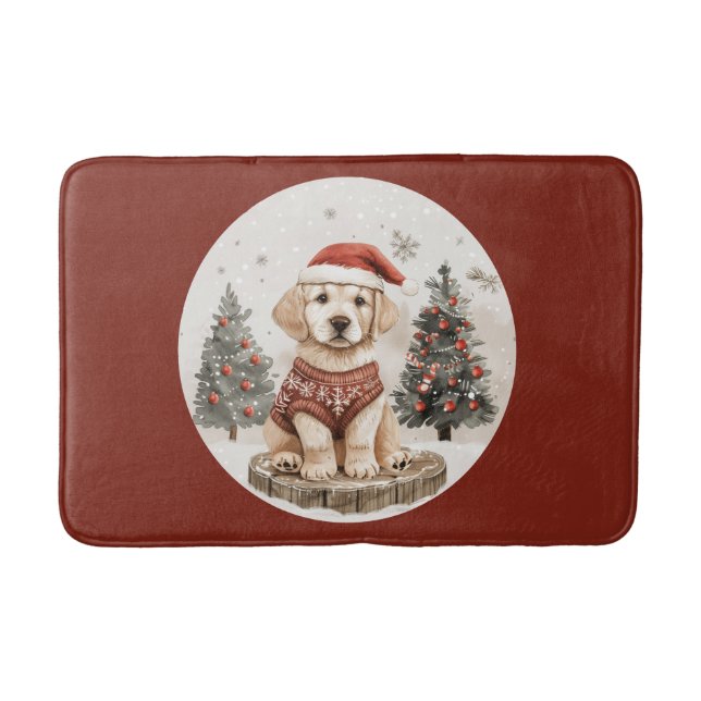 Labrador Retriever Christmas Puppy Badematte (Vorderseite)