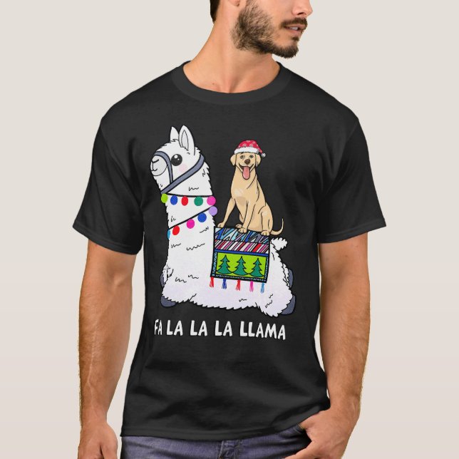 Labrador Retriever Christmas Riding Llama T-Shirt (Vorderseite)