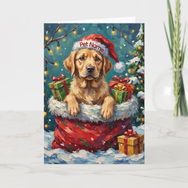 Labrador Retriever Christmas Santa Bag Adventure Karte (Vorderseite)