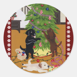 Labrador Retriever Christmas Tree Runder Aufkleber