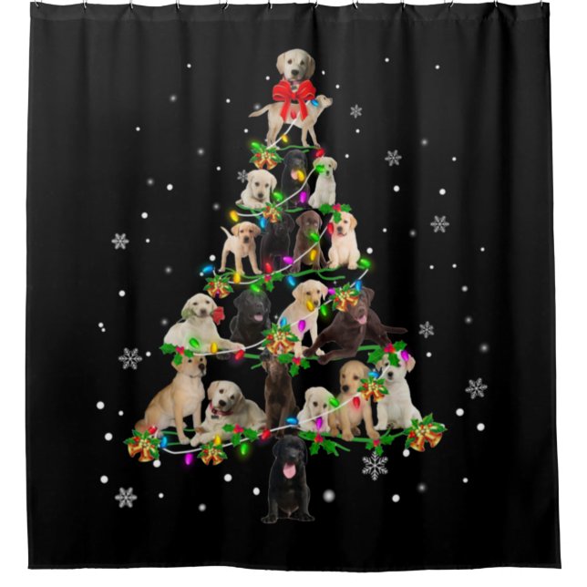 Labrador Retriever Christmas Tree X mas Duschvorhang (Vorderseite)