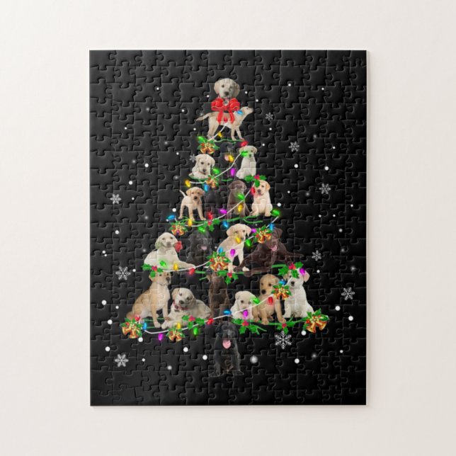 Labrador Retriever Christmas Tree X mas Puzzle (Vertikal)