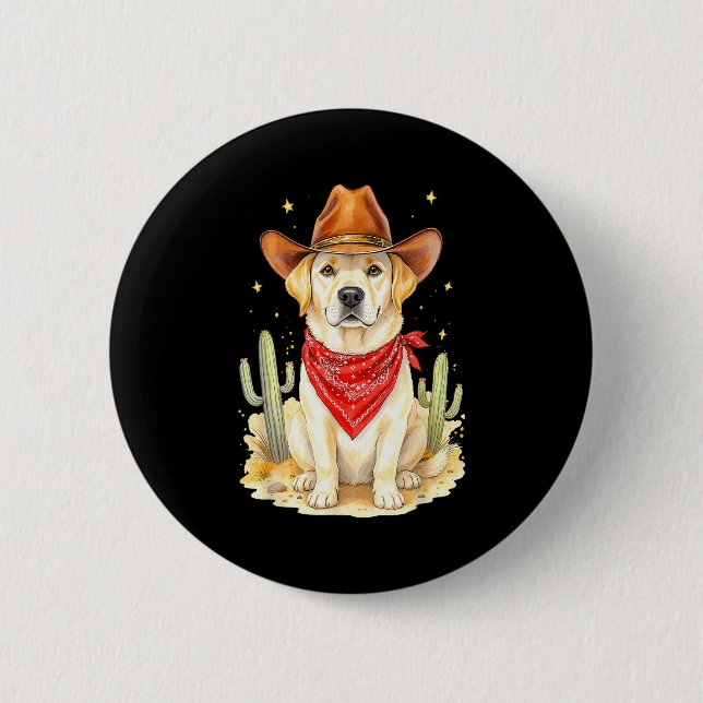 Labrador Retriever Cowboy Dog Western Llabrador Co Button (Vorderseite)