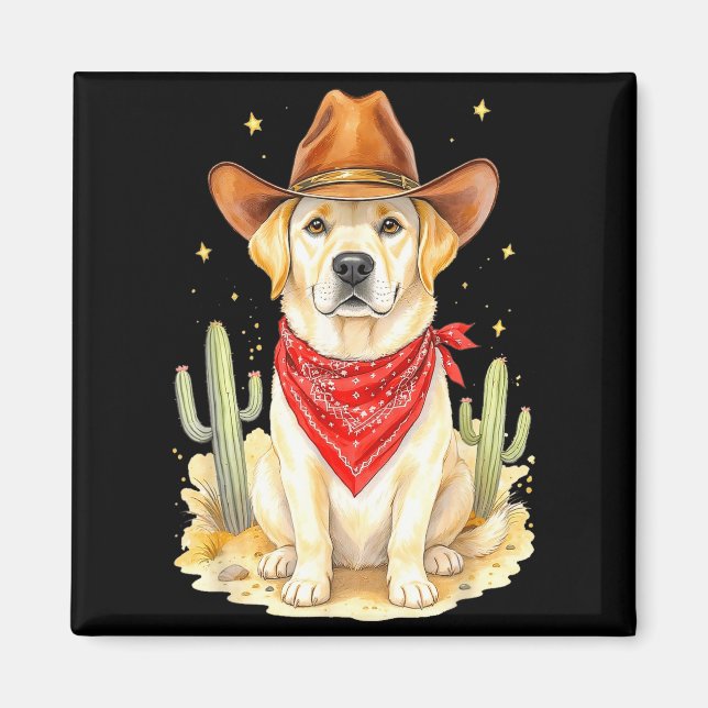Labrador Retriever Cowboy Dog Western Llabrador Co Magnet (Vorne)