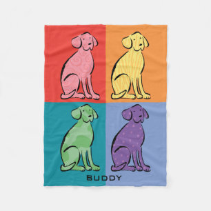 Labrador Retriever Dog Art Color Blocks Name Fleecedecke
