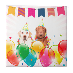 Labrador Retriever Dog Balloons Geburtstag Fliese