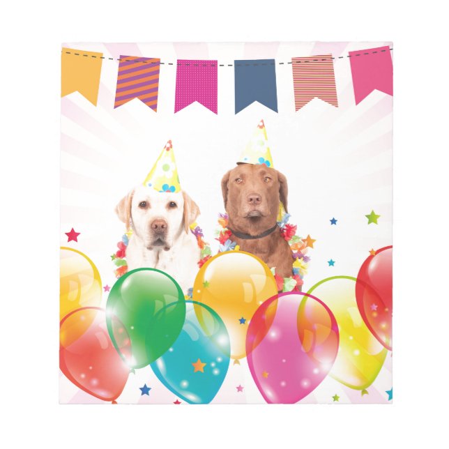 Labrador Retriever Dog Balloons Geburtstag Notizblock (Vorderseite)