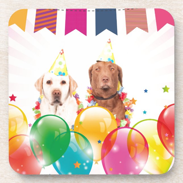 Labrador Retriever Dog Balloons Geburtstag Untersetzer (Vorderseite)